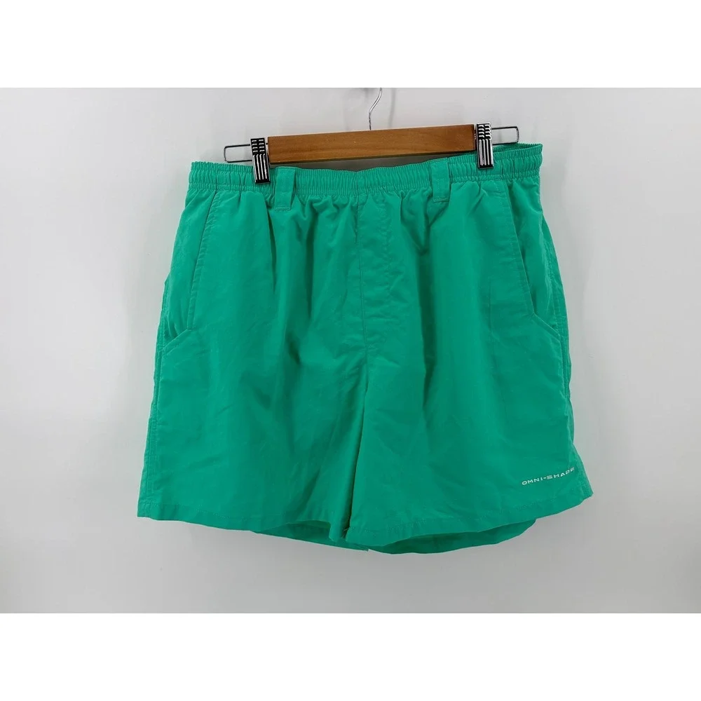 Columbia PFG Omni Shade Shorts, Teal Nylon Fishing, Mens Size 6(M), Pre-Owned